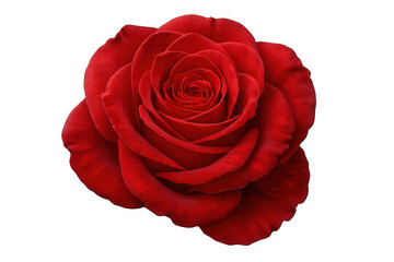 Rose flower blooming, showing soft petals and rich red color, symbolizing love, passion, and romance on transparent background