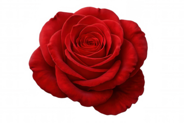 Rose flower blooming, showing soft petals and rich red color, symbolizing love, passion, and romance on transparent background
