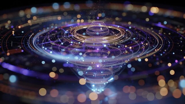 Dynamic Abstract Visualization of a Swirling Energy Sphere with Multicolored Light Particles