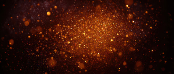 Golden Sparkles with Bokeh Effect on Dark Background