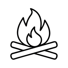 Simple outline drawing of a campfire with crossed logs and flickering flames