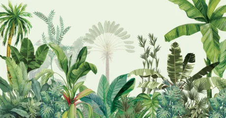 Fotobehang Jungle Rain forest Jungle Wallpaper. Banana Leaf Wall Mural. Jungle wall Mural. Tropical Garden, Mughal Garden.  © Sharif