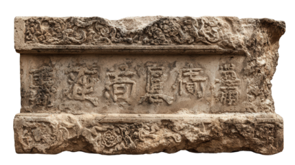 Great Wall stone inscription background isolated on a Transparent background, PNG file.