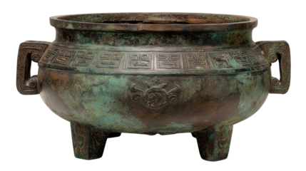 Han bronze cauldron background isolated on a Transparent background, PNG file.
