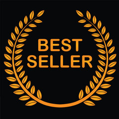 Golden wreath award best seller label emblem for recognition and success