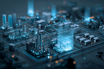 Futuristic smart city with digital technology and advanced infrastructure