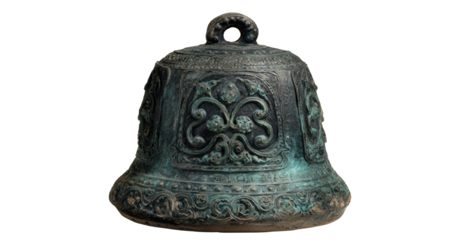 Han bronze ritual bell background isolated on a Transparent background, PNG file.