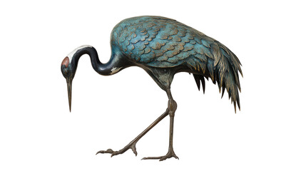 Han bronze statue crane background isolated on a Transparent background, PNG file.