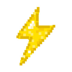 Pixel Art. Vector illustration Pixel lightning  isolated transparent. Pixel style lightning template design for videogame. EPS 10