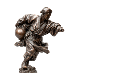 Han bronze statue man background isolated on a Transparent background, PNG file.