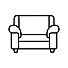 Simple outline illustration of a comfortable armchair with rolled arms and square legs