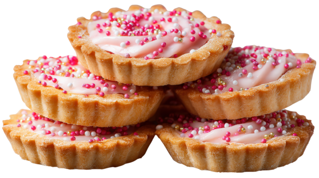 Floating tartlet pile background isolated on a Transparent background, PNG file.