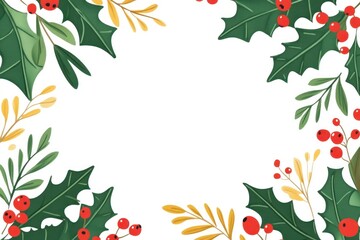Fototapeta premium Christmas frame border leaves leaf christmas.