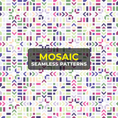 Colorful Islamic Geometric Mosaic Pattern with Ornamental Arabic Design
