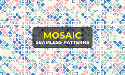 Colorful Islamic Geometric Mosaic Pattern with Ornamental Arabic Design