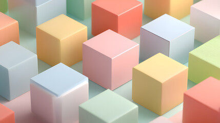 Fototapeta premium Minimal 3d cubes on pastel background photorealistic --ar