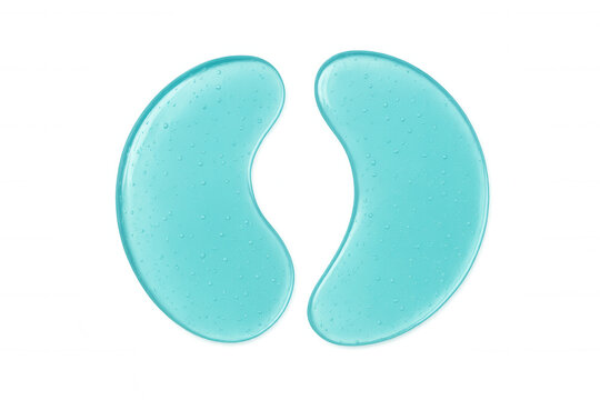 Pair of hydrogel cosmetic eye patches in refreshing blue for under-eye skincare on transparent background