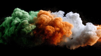 Colored powder explosion on black background
