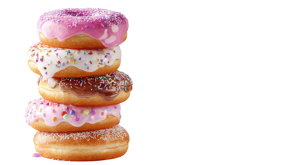 Frosted donut tower background isolated on a Transparent background, PNG file.