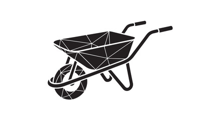 Modern geometric wheelbarrow illustration symbolizing hard work and construction, ideal for landscaping or building projects, offering a clean and stylish design element for your creative needs