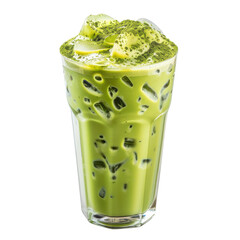 Iced matcha drink topped with creamy foam and matcha powder enjoyed during a summer afternoon relaxation