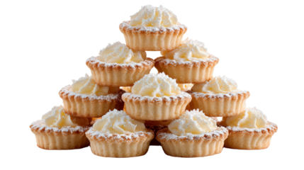 Frosted tartlet tower background isolated on a Transparent background, PNG file.