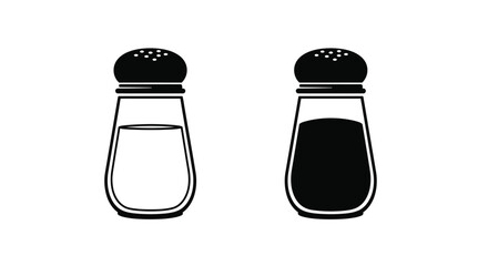 Simple black and white illustration of a salt and pepper shaker set