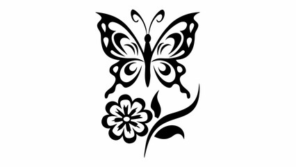Elegant butterfly and flower design, perfect for creative projects, branding, or nature-inspired themes, a beautiful symbol of transformation and growth