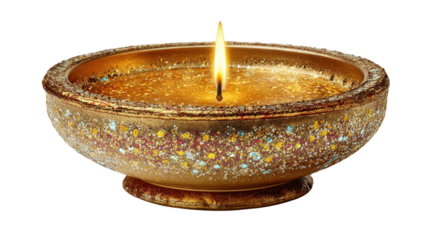 Glitter diya background isolated on a Transparent background, PNG file.