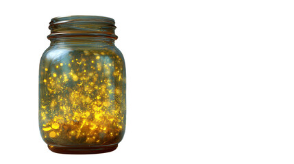 Glowing firefly jar background isolated on a Transparent background, PNG file.