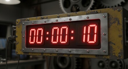 Close up of a digital clock showing zero minutes ten seconds