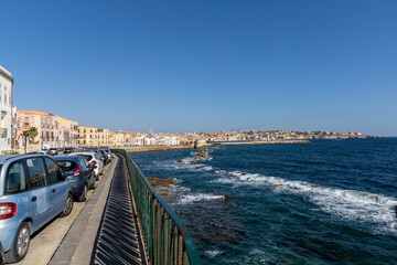 Coastal view of Syracuse city in sunlight. High quality photo