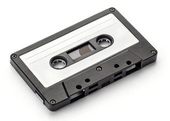 Obraz premium Audio Cassette Tape Retro Music Recording Isolated on White Background