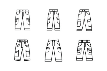cargo pants icon line art vector illustration