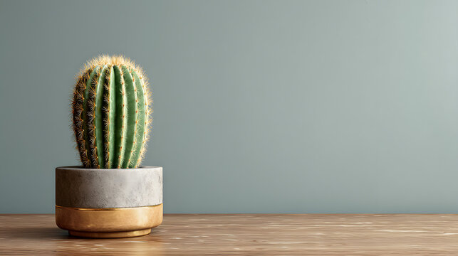 Single cactus on desk minimal style photorealistic --ar 169