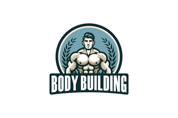 Bodybuilding Mascot Logo Design Template. Vector Illustration of a Big Muscular Man, Gym, and Fitness.