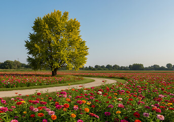 Jardines rosados en oto&ntilde;o y &aacute;rboles ginkgo que comenzaron a te&ntilde;irse.