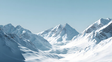 Obraz premium Snowy mountain pass with clear sky minimalist photorealistic