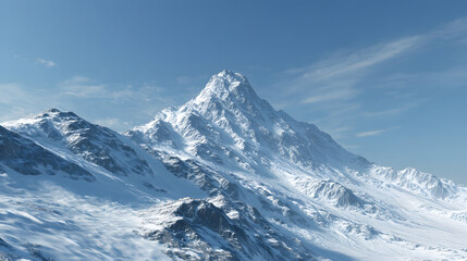 Fototapeta premium Snowy mountain pass with clear sky minimalist photorealistic