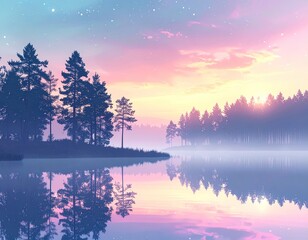 sunrise over the lake