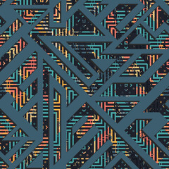Fototapeta premium Grunge geometric seamless pattern