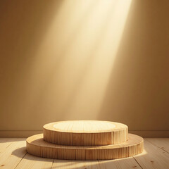 empty room with wooden table and spotlights