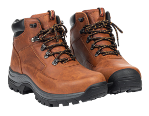 Brown Leather Hiking Boots Isolated on White Background