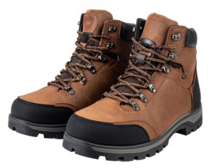 Brown Leather Hiking Boots Isolated on White Background