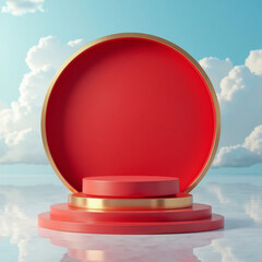 red ball in the blue sky