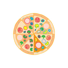 Delicious Pizza Slices with Various Toppings Illustration