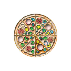 Vibrant Assorted Pizza Slices Illustration