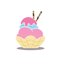 Delicious Ice Cream Sundae Dessert with Wafer Sticks