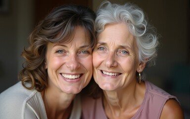 Mature woman and her old mother. High quality