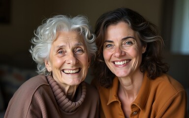 Mature woman and her old mother. High quality